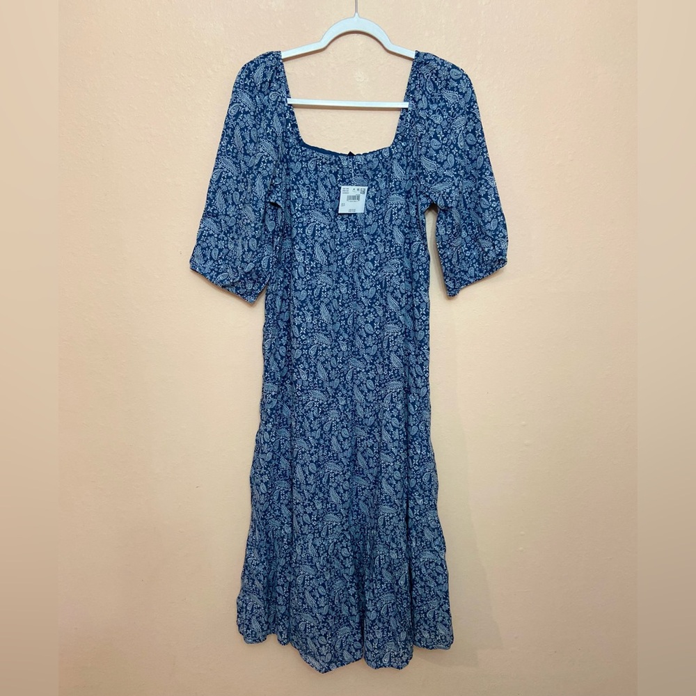 American Eagle Puff Sleeve Tiered Midi Dress - Picture 3 of 5